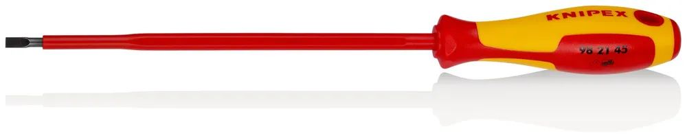 KNIPEX Schraubendreher für Schlitzschrauben isolierender Mehrkomponenten – Griff, VDE – geprüft brüniert 287 mm