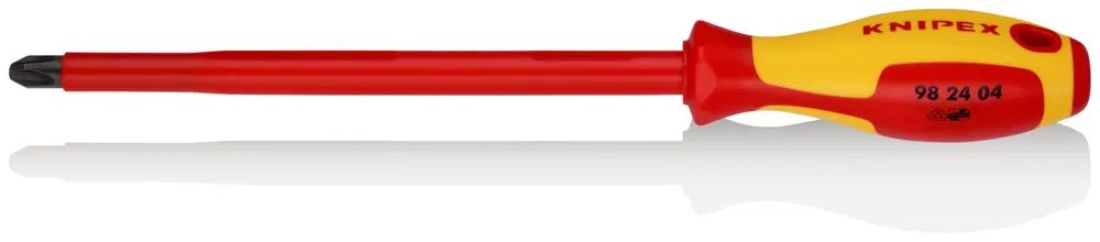 KNIPEX Schraubendreher für Kreuzschlitzschrauben Phillips® isolierender Mehrkomponenten – Griff, VDE – geprüft brüniert 320 mm