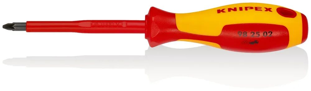 KNIPEX Schraubendreher für Kreuzschlitzschrauben Pozidriv® isolierender Mehrkomponenten – Griff, VDE – geprüft brüniert 212 mm