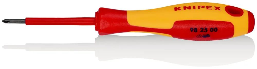 KNIPEX Schraubendreher für Kreuzschlitzschrauben Pozidriv® isolierender Mehrkomponenten – Griff, VDE – geprüft brüniert 162 mm