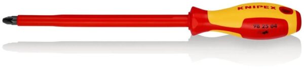 KNIPEX Schraubendreher für Kreuzschlitzschrauben Pozidriv® isolierender Mehrkomponenten – Griff, VDE – geprüft brüniert 320 mm