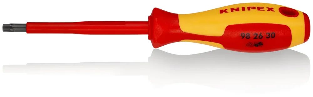 KNIPEX Schraubendreher für Torx® – Schrauben isolierender Mehrkomponenten – Griff, VDE – geprüft brüniert 210 mm