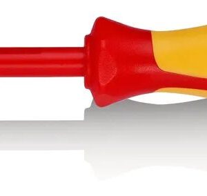 KNIPEX Schraubendreher (Slim) für Kreuzschlitzschrauben Pozidriv® isolierender Mehrkomponenten – Griff, VDE – geprüft brüniert 212 mm