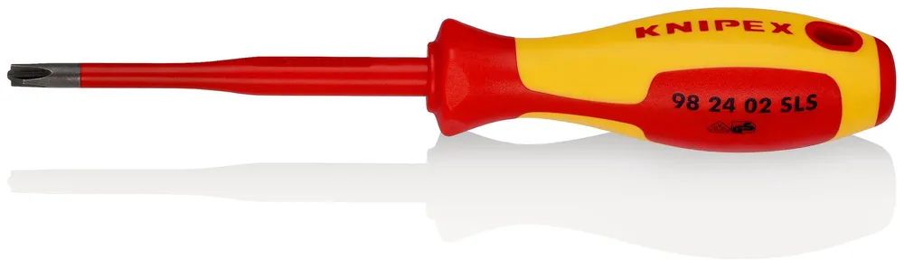 KNIPEX Schraubendreher (Slim) PlusMinus Phillips® isolierender Mehrkomponenten – Griff, VDE – geprüft brüniert 212 mm