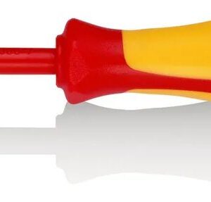 KNIPEX Schraubendreher (Slim) PlusMinus Pozidriv® isolierender Mehrkomponenten – Griff, VDE – geprüft brüniert 187 mm