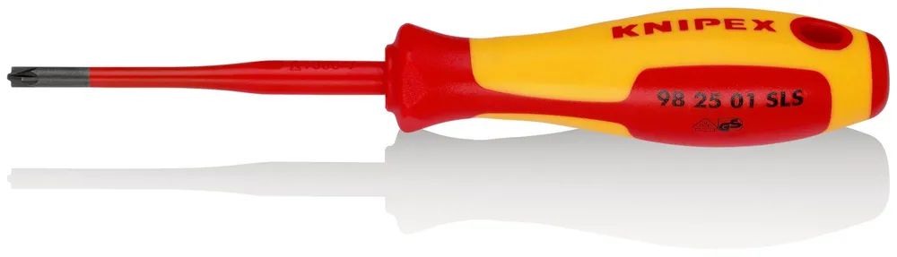KNIPEX Schraubendreher (Slim) PlusMinus Pozidriv® isolierender Mehrkomponenten – Griff, VDE – geprüft brüniert 187 mm