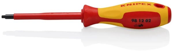KNIPEX Schraubendreher für Robertsonschrauben R2 isoliert mit Mehrkomponenten – Hüllen, VDE – geprüft brüniert 210 mm