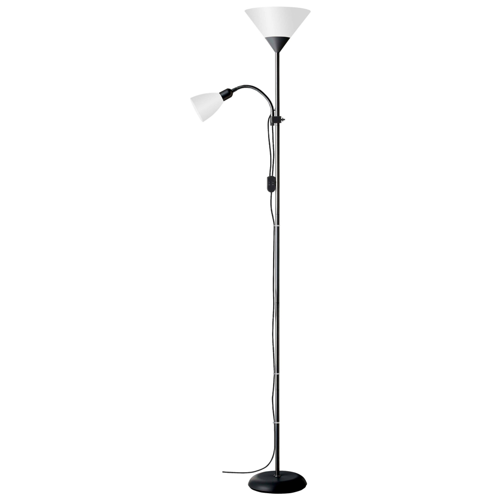 Brilliant Stehlampe Spari 93008/76 schwarz weiß Aluminium Kunststoff B/H/T/D: ca. 25x180x41x25 cm E27 1 Brennstellen