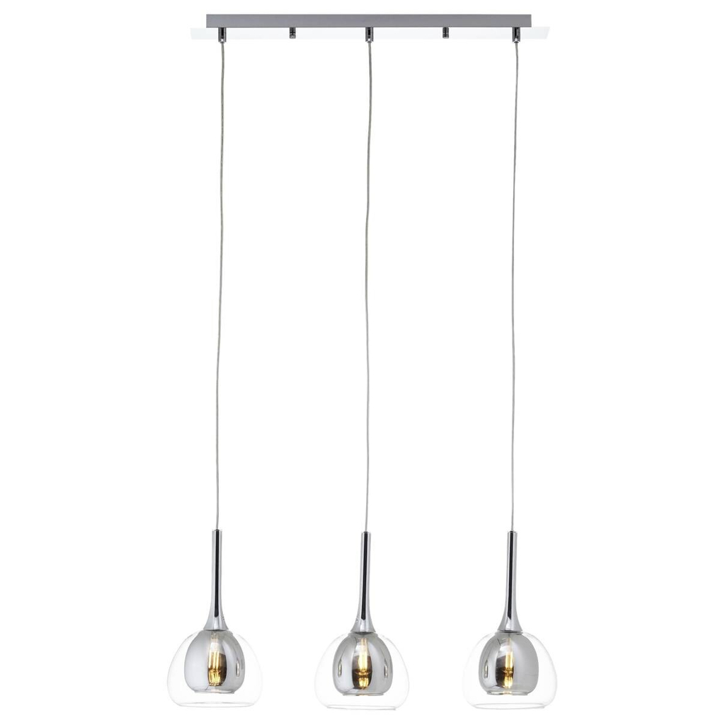 Brilliant Pendelleuchte Hadan
Chrom grau klar Metall Rauchglas B/H/T: ca. 66x120x16 cm E14 3 Brennstellen