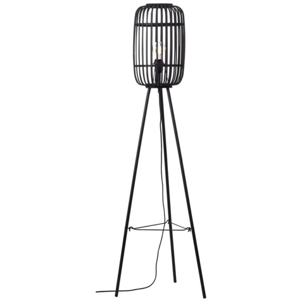 Brilliant Stehlampe Woodrow 94977/76
natur schwarz Holz Metall B/H/T: ca. 45x130x45 cm E27 1 Brennstellen