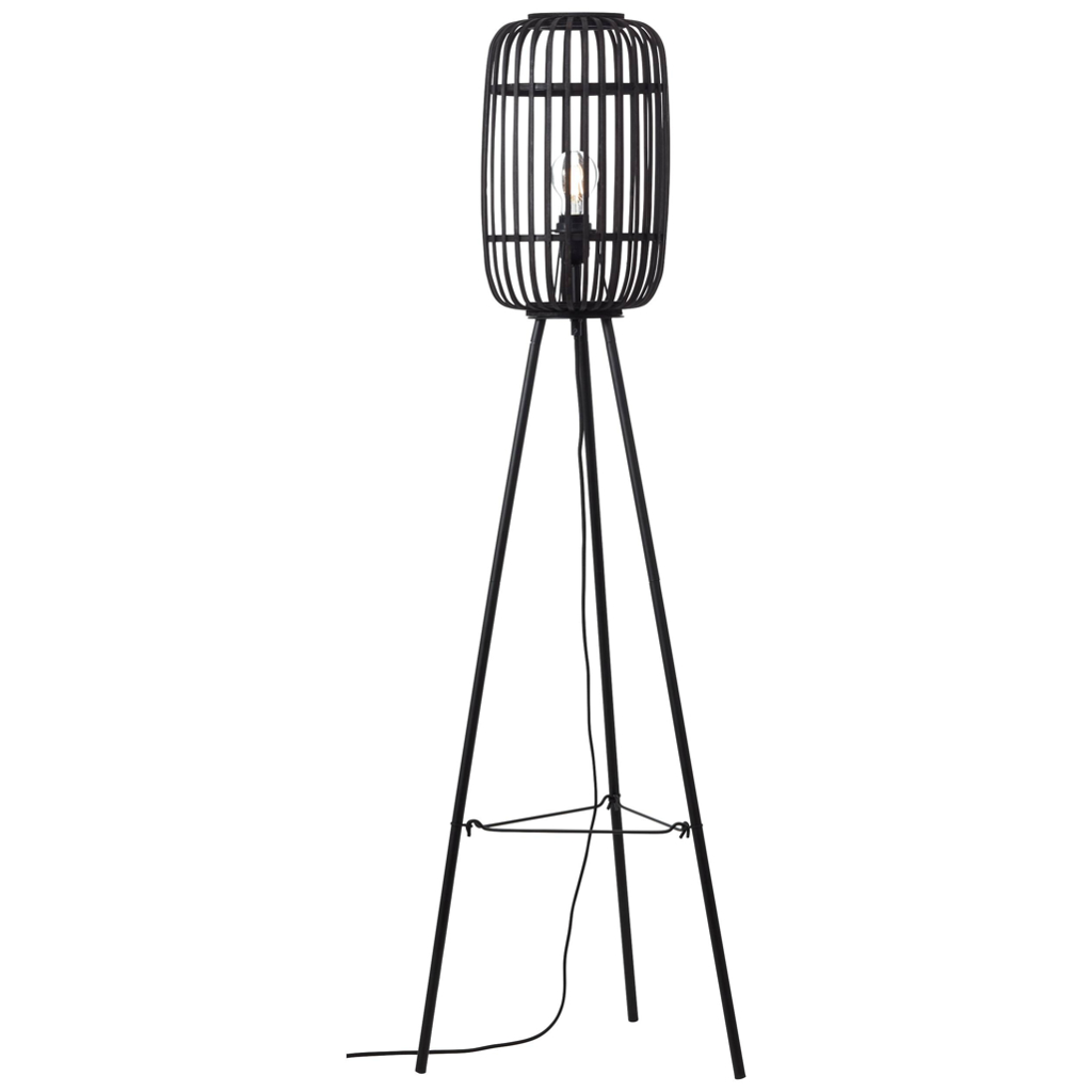 Brilliant Stehlampe Woodrow 94977/76
natur schwarz Holz Metall B/H/T: ca. 45x130x45 cm E27 1 Brennstellen