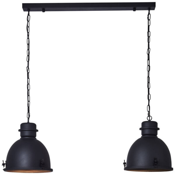 4004353382727 Brilliant Pendelleuchte Kiki HK19242S76
schwarz Metall B/H/T: ca. 113x121x35 cm E27 2 Brennstellen