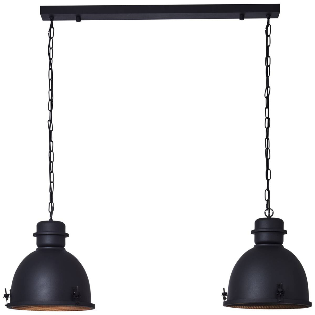 Brilliant Pendelleuchte Kiki HK19242S76
schwarz Metall B/H/T: ca. 113x121x35 cm E27 2 Brennstellen
