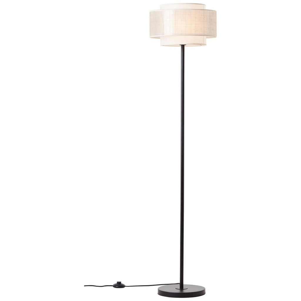 Brilliant Stehlampe Odar 93134/09
schwarz beige Metall Textil Papier H/D: ca. 152,5×36 cm E27 1 Brennstellen
