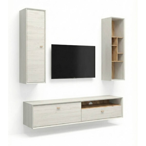 Wohnwand-Set Calvi
weiß Pinie Nachbildung Eiche Navarra Nachbildung B/H/T: ca. 279x200x45 cm