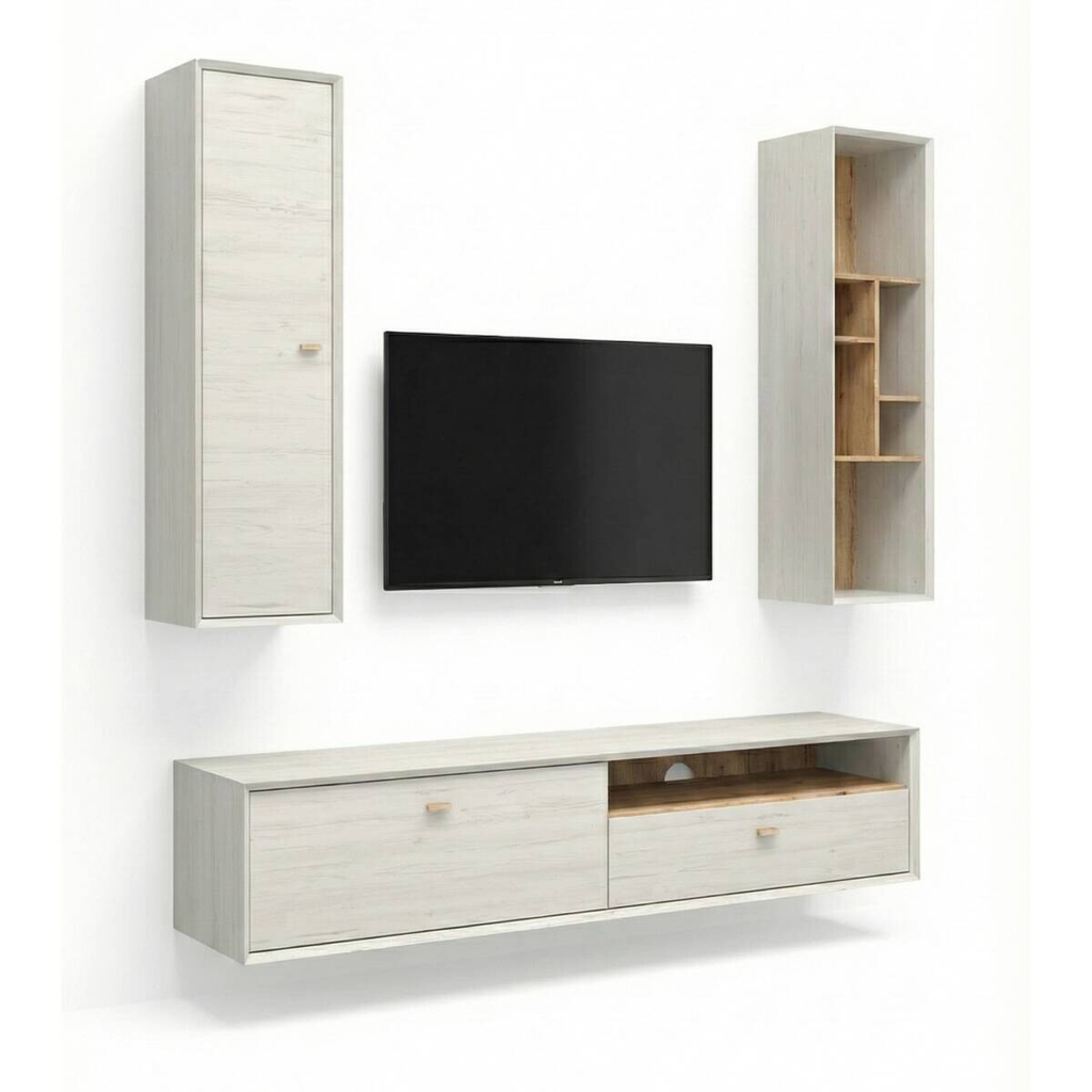 Wohnwand-Set Calvi
weiß Pinie Nachbildung Eiche Navarra Nachbildung B/H/T: ca. 279x200x45 cm