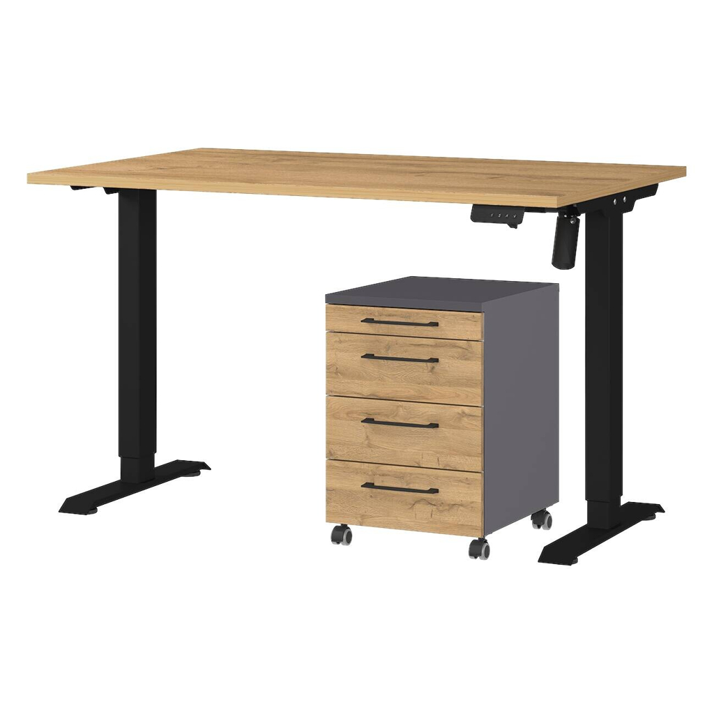 Germania Büro-Sets 9748-582 Eiche Grand-Son Nachbildung schwarz Graphit B/H/T: ca. 177x119x80 cm