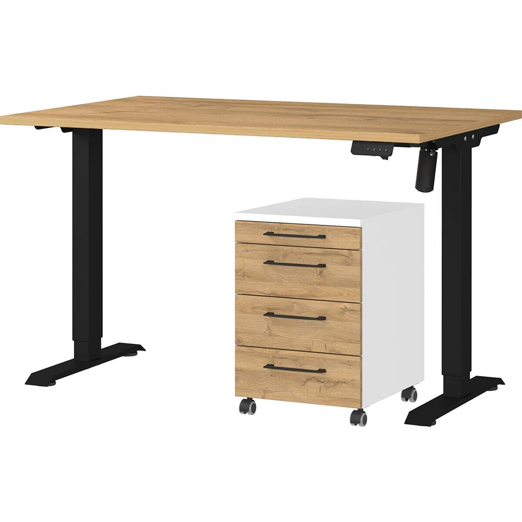 Germania Büro-Sets 9748-559 Eiche Grand-Son Nachbildung weiß schwarz B/H/T: ca. 177x119x80 cm