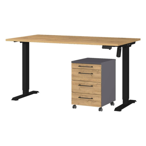 Germania Büro-Sets 9749-582 Eiche Grand-Son Nachbildung Graphit schwarz B/H/T: ca. 197x119x80 cm