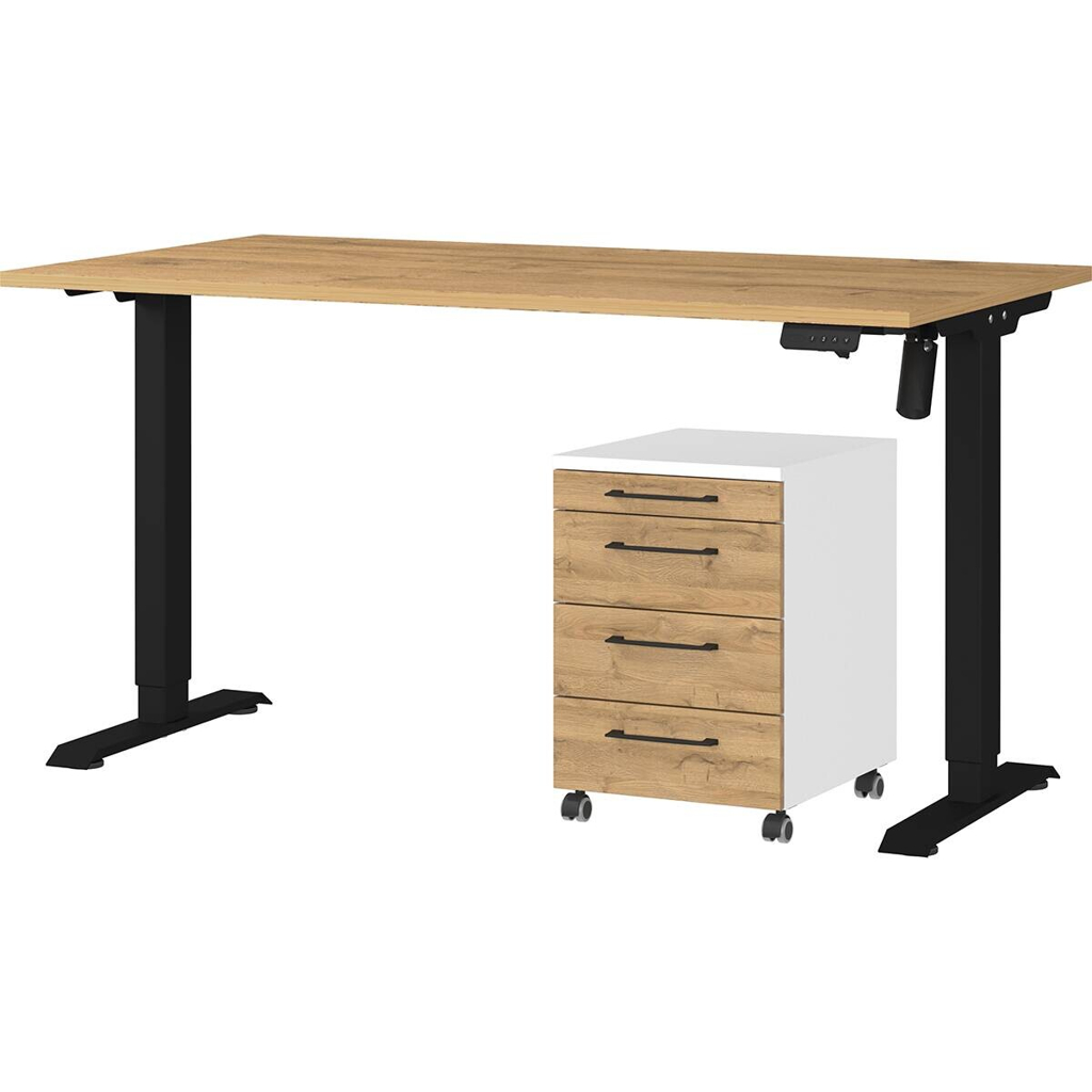 Germania Büro-Sets 9749-559 Eiche Grand-Son Nachbildung weiß schwarz B/H/T: ca. 197x119x80 cm