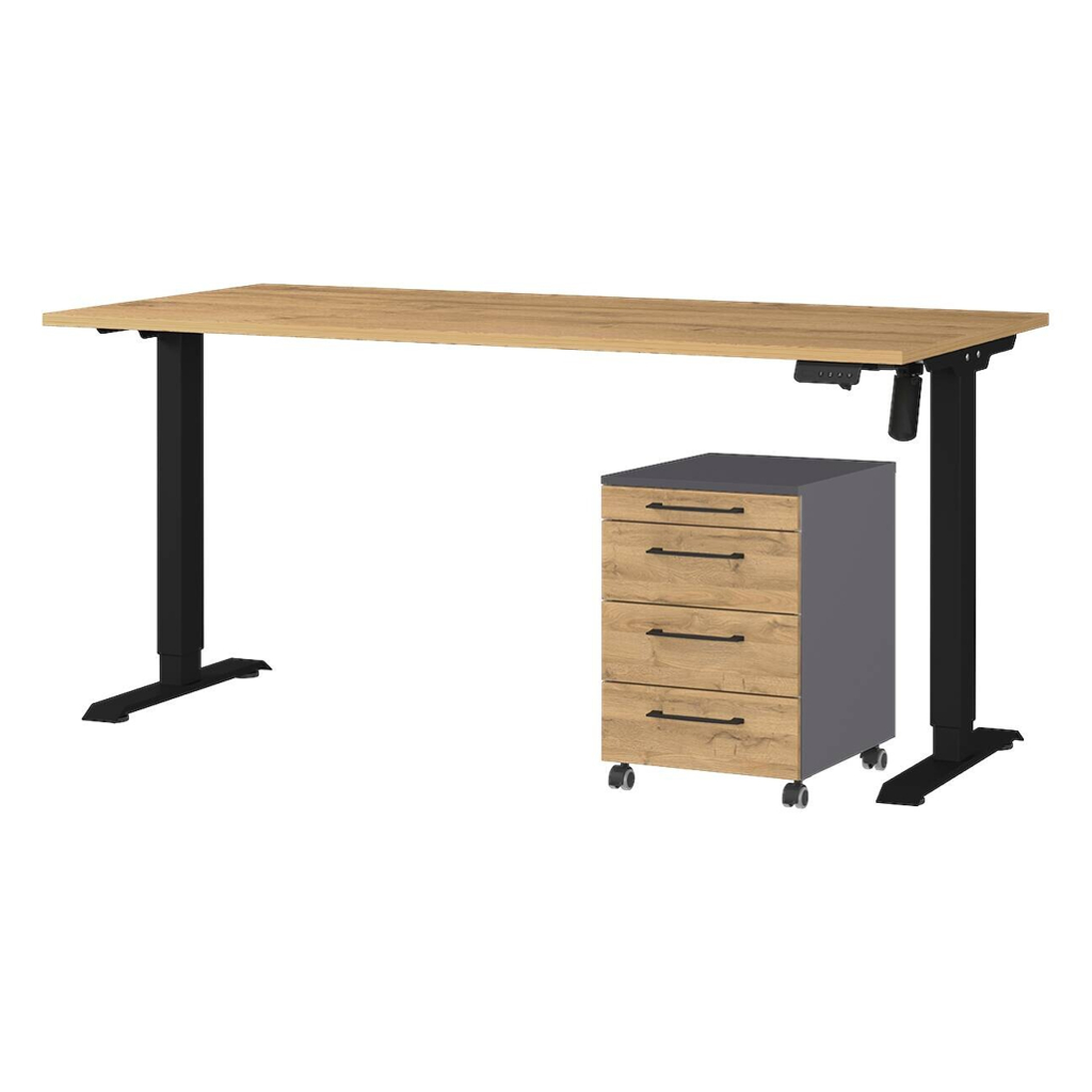 Germania Büro-Sets 9750-582 Eiche Grand-Son Nachbildung Graphit schwarz B/H/T: ca. 217x119x80 cm