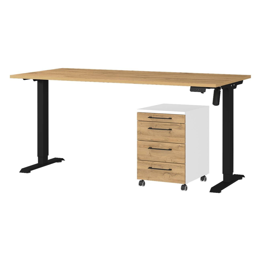 Germania Büro-Sets 9750-559 Eiche Grand-Son Nachbildung weiß schwarz B/H/T: ca. 217x119x80 cm
