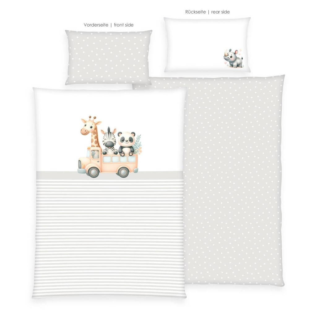 babybest Baumwoll Bettwäsche Adventure Buddies weiß Baumwolle B/L: ca. 100x135 cm