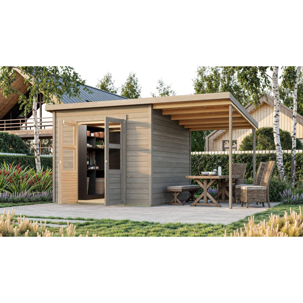 Karibu Gartenhaus Tony 1 grau B/H/L: ca. 214x219x210 cm