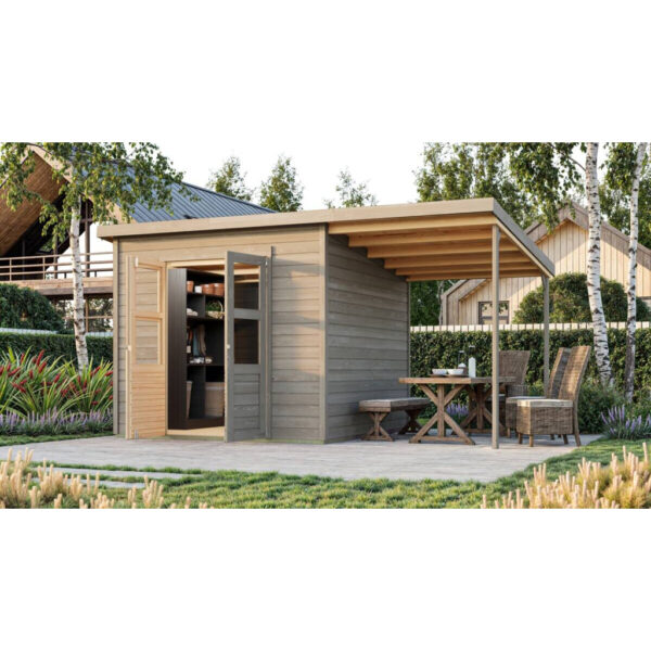 Karibu Gartenhaus Tony 2 grau B/H/L: ca. 214x219x242 cm