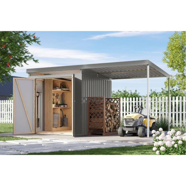 Karibu Gartenhaus Indra 2 grau B/H/T: ca. 206x213x206 cm