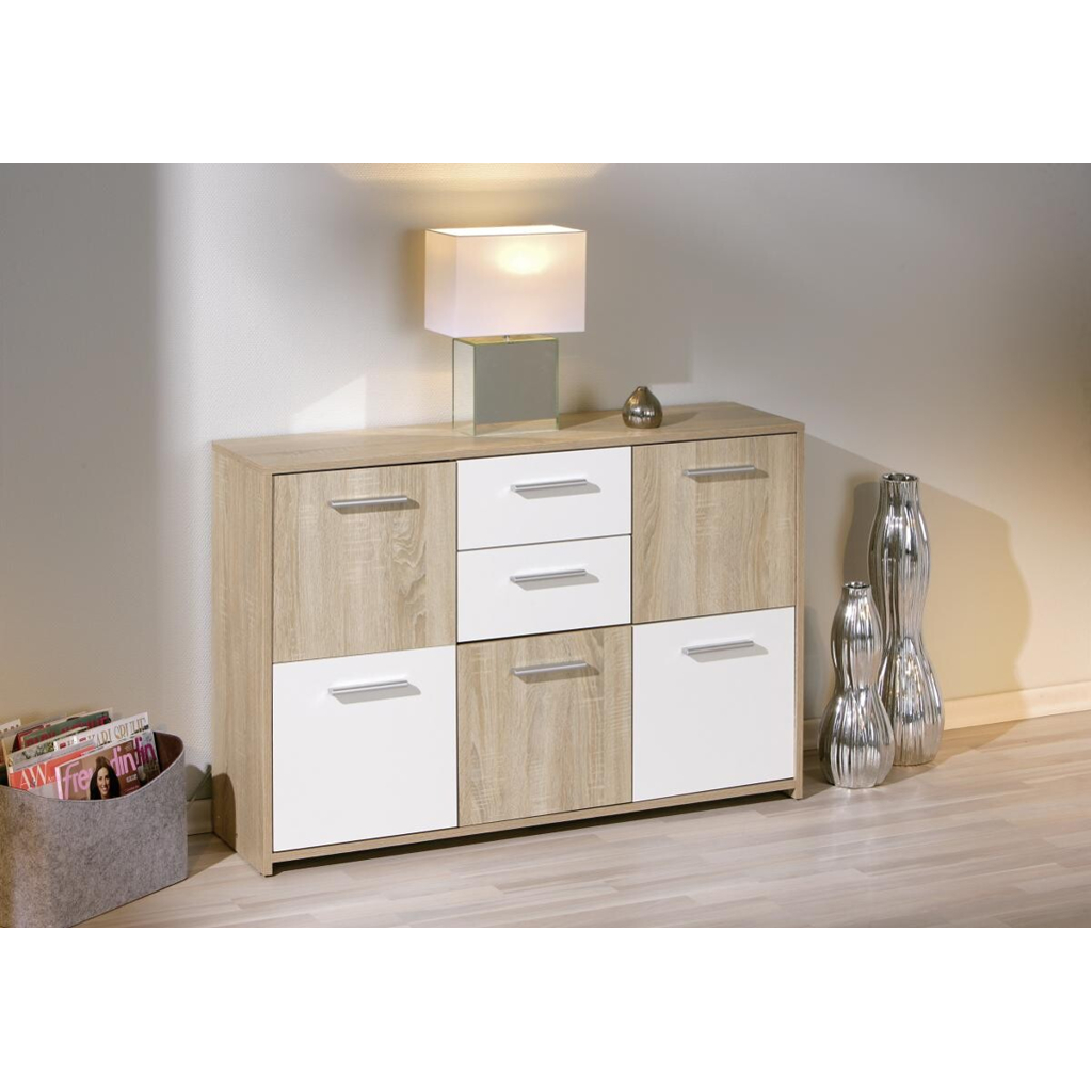Inter Link Kommode Elvezia Eiche Sonoma Nachbildung weiß B/H/T: ca. 115x77x30 cm