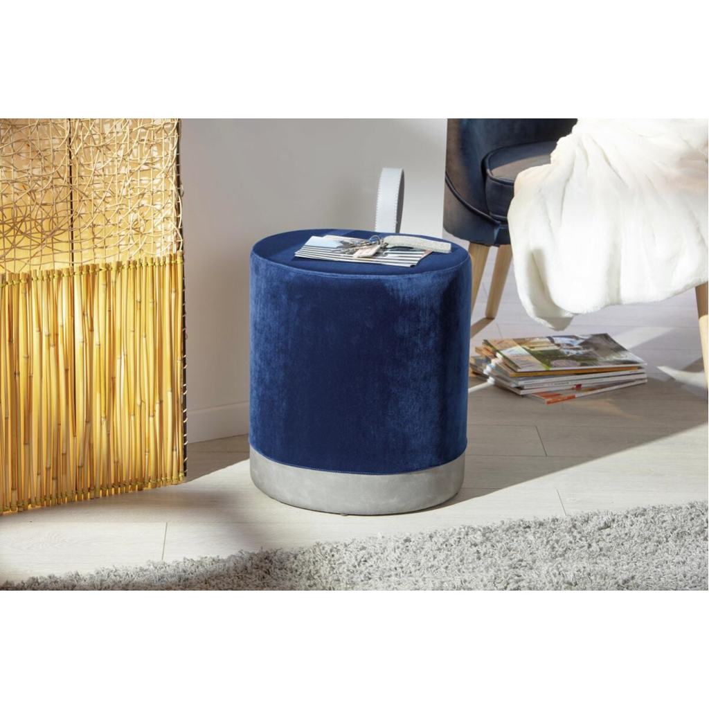 Inter Link Hocker Osane blau MDF Samtoptik B/H/T: ca. 38x43x33 cm