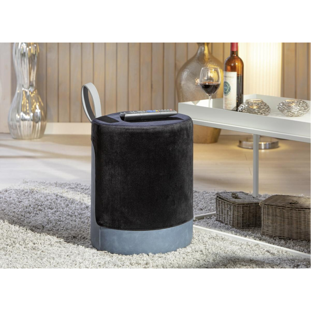 Inter Link Hocker Osame schwarz blau MDF Samtoptik B/H/T: ca. 38x43x33 cm