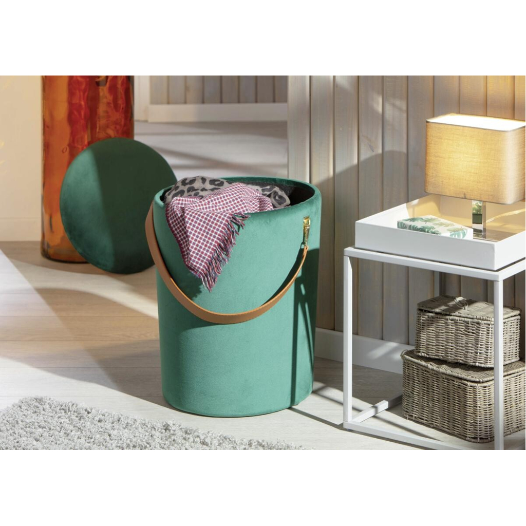 Inter Link Hocker Papua grün MDF Samtoptik B/H/T: ca. 35x45x35 cm