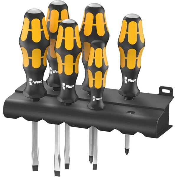 WERA Schraubendreher – Satz 932/918/6+Rack Schlitz/Pozidriv 6 – teilig