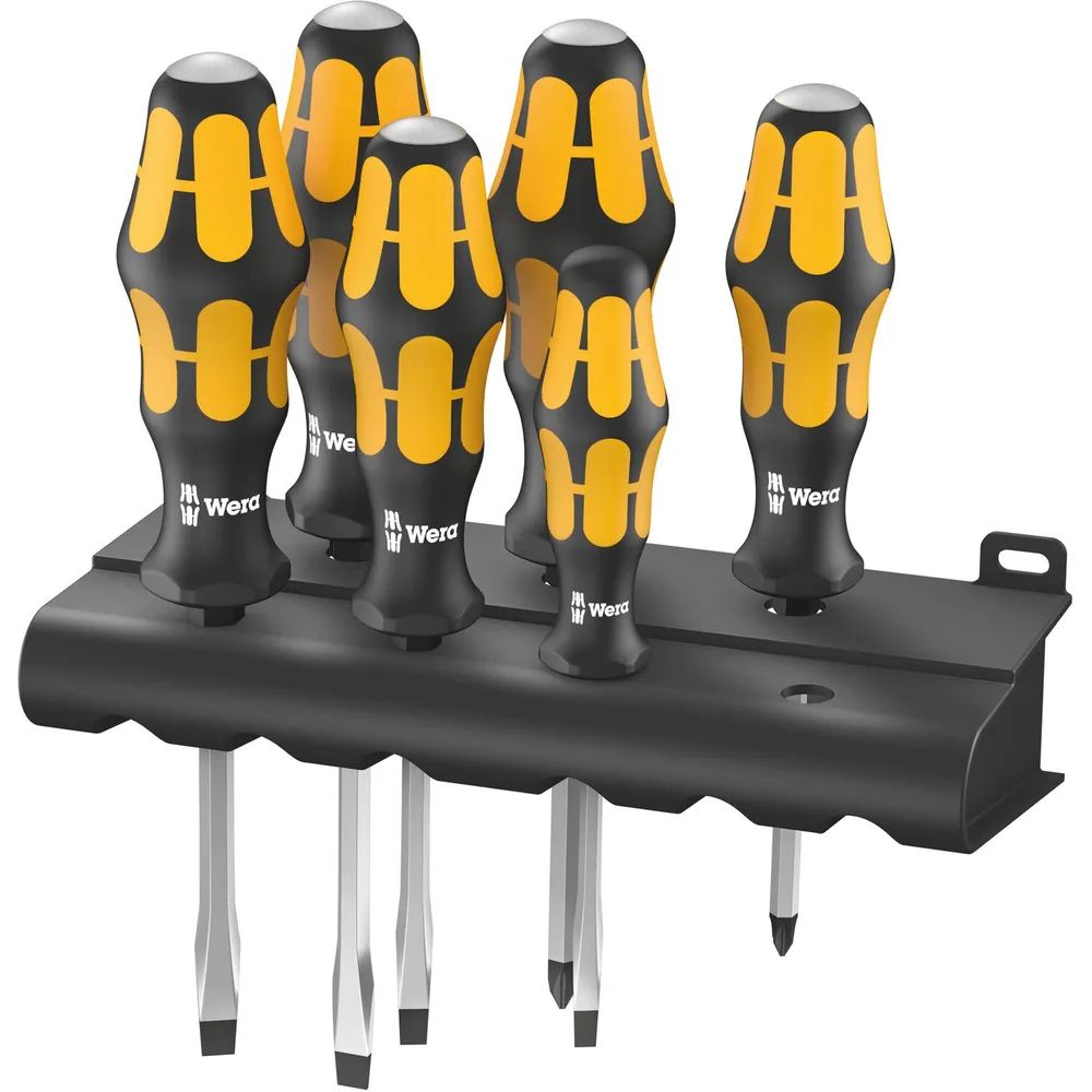 WERA Schraubendreher – Satz 932/918/6+Rack Schlitz/Pozidriv 6 – teilig