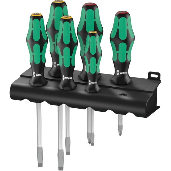 4013288111425-1 WERA Schraubendreher – Satz 334/355SK/6+Rack Schlitz/Pozidriv 6 – teilig