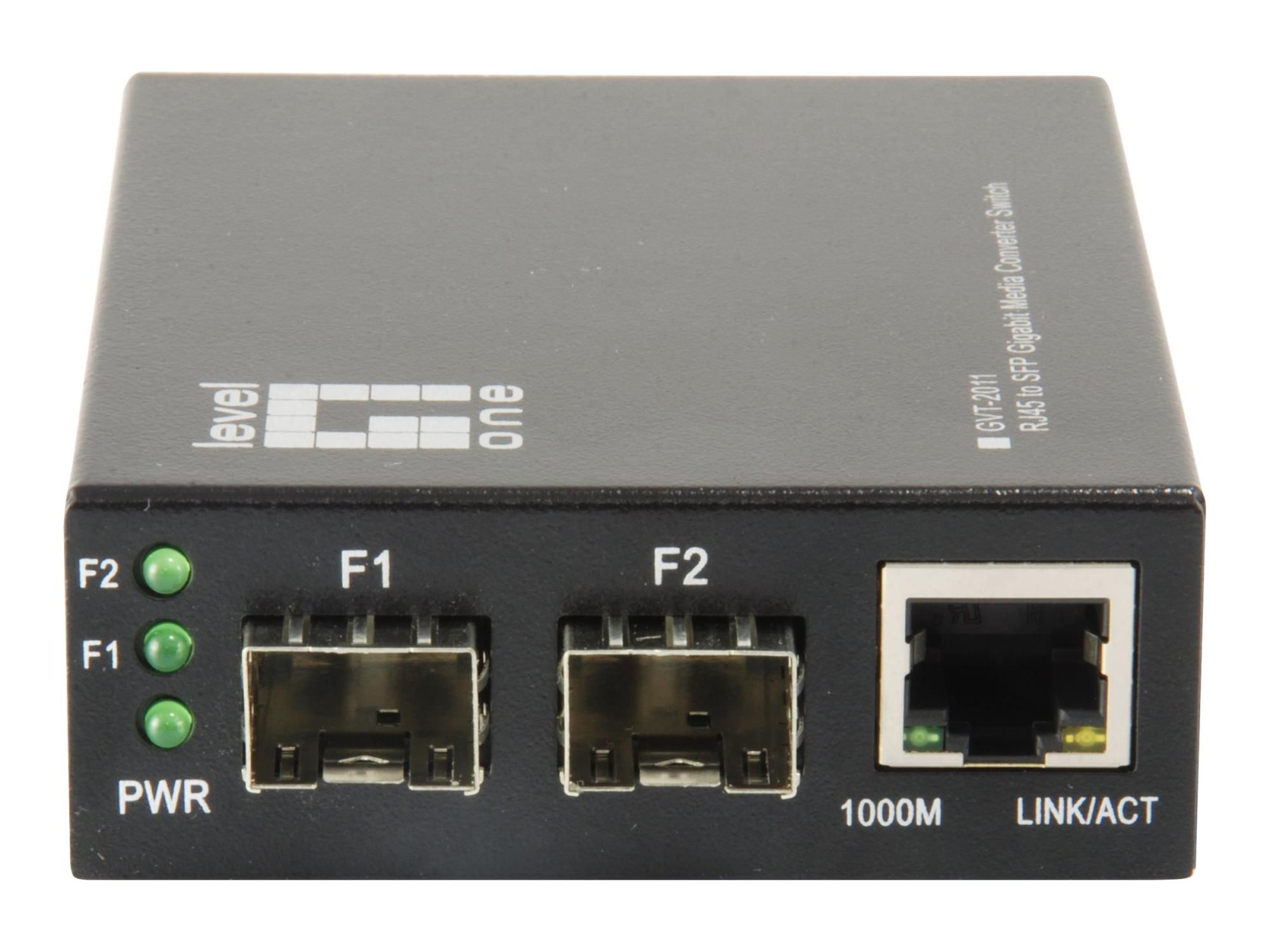 LevelOne GVT – 2011 – Medienkonverter – GigE – 10Base – T, 100Base – TX, 1000Base – T, 1000Base – X – RJ – 45 / SFP (mini – GBIC)
