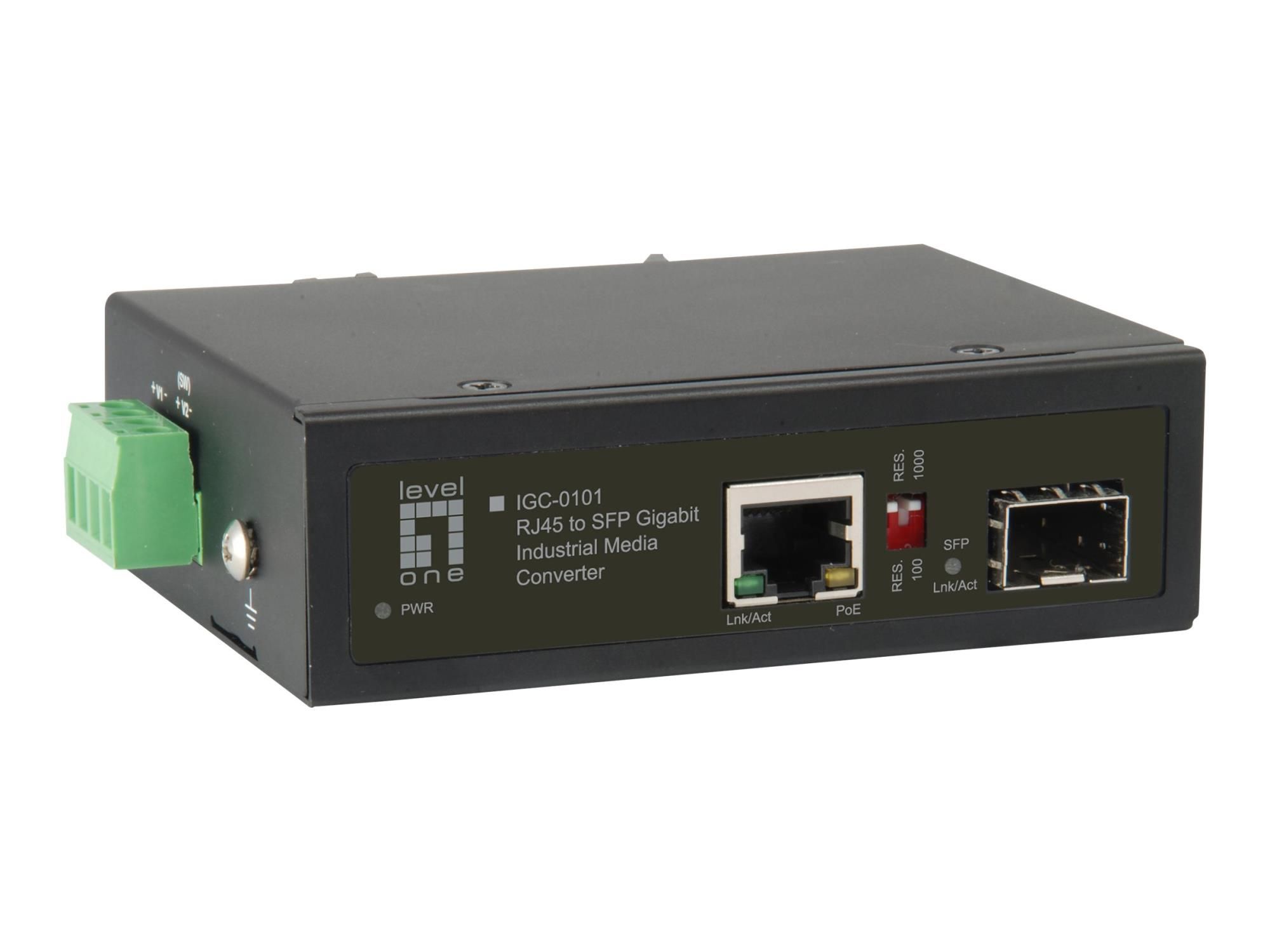LevelOne IGC – 0101 – Medienkonverter – GigE – 10Base – T, 100Base – TX, 1000Base – T, 1000Base – X – RJ – 45 / SFP (mini – GBIC)