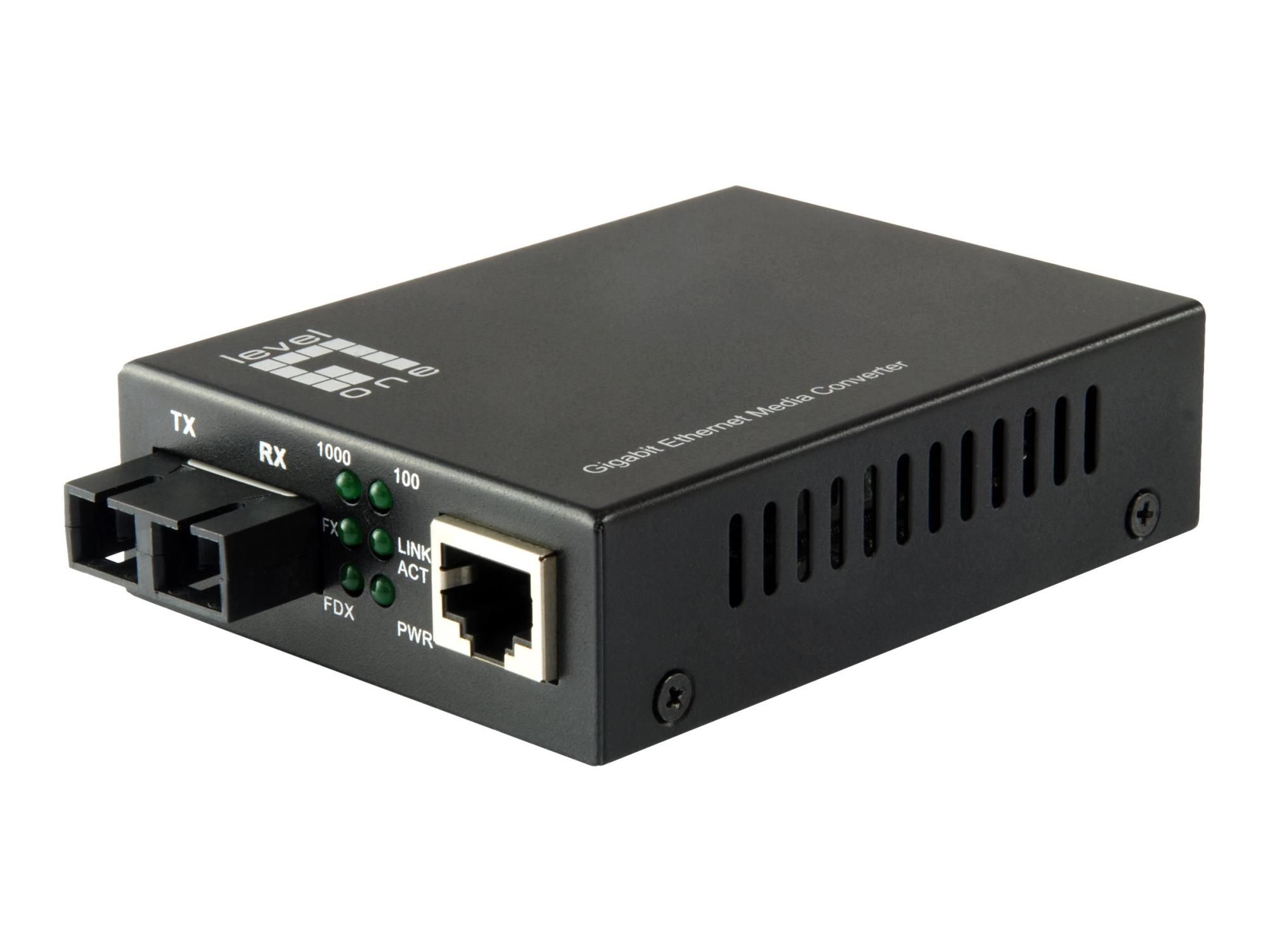 LevelOne GVT – 2002 – Medienkonverter – GigE – 10Base – T, 1000Base – SX, 100Base – TX, 1000Base – T