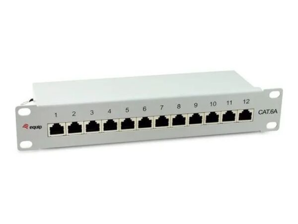 Equip Patch Panel – Rack montierbar – CAT 6a – abgeschirmt – RJ – 45 X 12 – RAL 7035, Hellgrau – 1U – 25.4 cm (10")