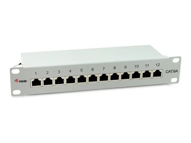 Equip Patch Panel – Rack montierbar – CAT 6a – abgeschirmt – RJ – 45 X 12 – RAL 7035, Hellgrau – 1U – 25.4 cm (10″)