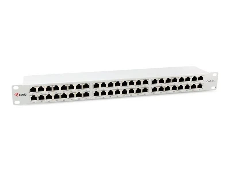 Equip Patch Panel – Rack montierbar – CAT 6a – abgeschirmt – RJ – 45 X 48 – RAL 7035, Hellgrau – 1U – 48.3 cm (19″)