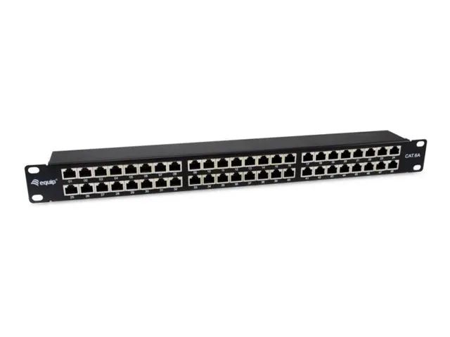 Equip Patch Panel – Rack montierbar – CAT 6a – abgeschirmt – RJ – 45 X 48 – Schwarz, RAL 9005 – 1U – 48.3 cm (19″)