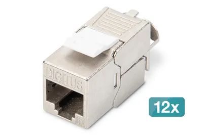DIGITUS CAT 6A Keystone Modul, geschirmt, werkzeugfreier Montageanschluss – 12 Stk.