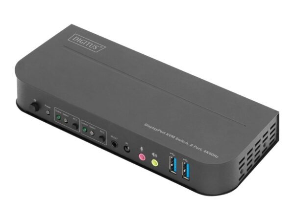 DIGITUS KVM – Switch, 2 – Port, 4K60Hz, 2 x DP in, 1 x DP/HDMI out