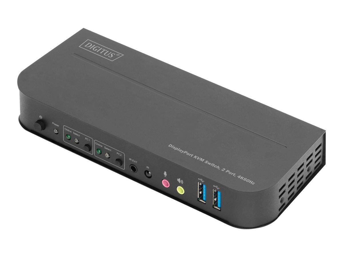 DIGITUS KVM – Switch, 2 – Port, 4K60Hz, 2 x DP in, 1 x DP/HDMI out