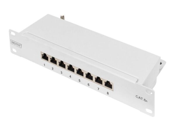 4016032473145-1 DIGITUS CAT 6A, klasse E Patch Panel, geschirmt, schwarz