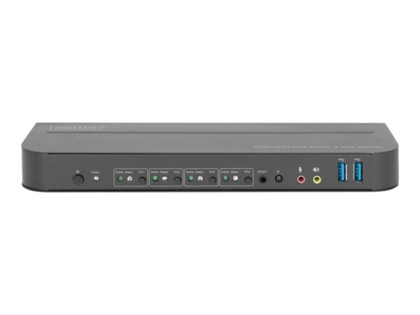 DIGITUS KVM – Switch, 4 – Port, 4K60Hz, 4 x DP in, 1 x DP/HDMI out