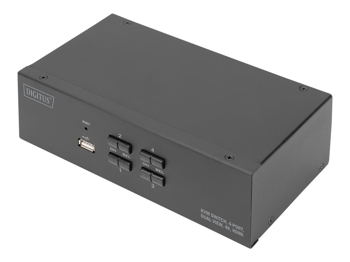 DIGITUS KVM – Switch 4 – Port 4K HDMI Dual – Display – KVM – Umschalter – 4 – Port